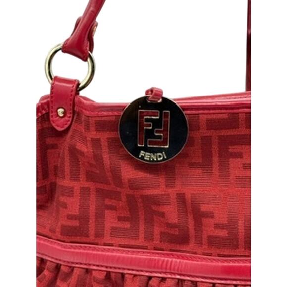 Fendi Red Zucca Chefs bag*Red Canvas & Leather*BEAUTIFUL CONDITION - Picture 2 of 16